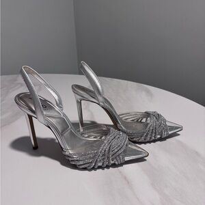 Aldo Silver Strappy Slingback Heels